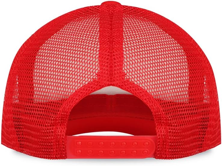 SockFrenzy Red and White Baseball Caps Summer Breathable Mesh Snapback Unisex Running Trucker Hat - Image 3